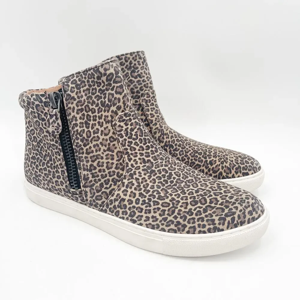 NEW GENTLE SOULS Shoes Size 9.5 Carter Animal Print Zipper Leopard Leather HiTop